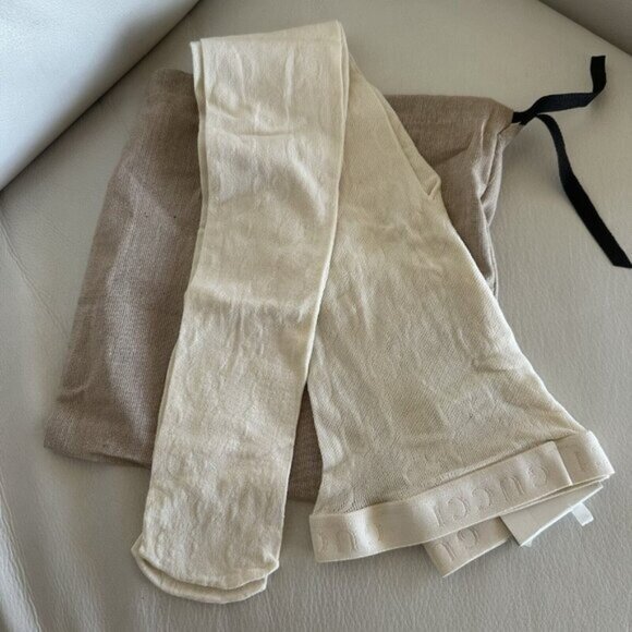 NEW GUCCI Tights GG LOGO SUPREME OFF WHITE SZ M 100% Authentic Interlocking - Picture 3 of 8